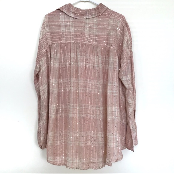 NWT Free People Sequin Pullover Flannel Tunic S - Picture 3 of 7